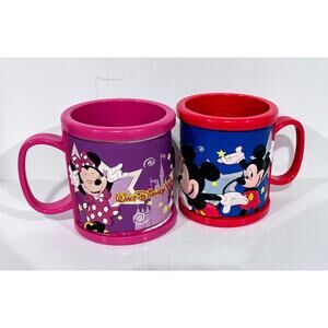 Mickey Minnie Mouse 3D Kids Plastic Cup Disney Mug Red Pink-Collectors-Magic